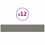 vidaXL Panneaux muraux 12 Pièces Gris clair 90x15 cm Tissu 1 62 m²