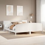 vidaXL Lit bibliothèque sans matelas blanc 200x200 cm bois pin massif