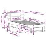 vidaXL Cadre de lit Marron cire 100 x 200 cm Bois massif en pin