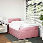 vidaXL Sommier à lattes de lit avec matelas Rose 120x200 cm Velours