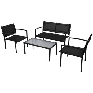 Salon de jardin meuble d'extérieur ensemble de mobilier 4 pièces textilène noir 02_0016280