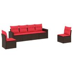 vidaXL Salon de jardin 6 Pièces avec coussins marron résine tressée