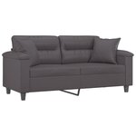 vidaXL Canapé 2 places avec oreillers décoratifs gris 140cm similicuir