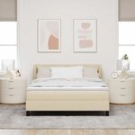 vidaXL Lit boxspring avec matelas Crème 160 x 200 cm tissu