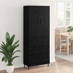 vidaXL Haut Armoire 2 Pièces Chêne noir Bois Aggloméré et Verre