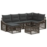 vidaXL Ensemble de canapé de jardin 7 Pièces Gris polyrotin