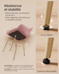 Chaise de salle à manger fauteuil siège rembourrée avec accoudoirs largeur d’assise 49 cm pieds en métal revêtement en velours charge 110 kg pour salon chambre rose 12_0004917