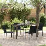 Ensemble de jardin 5 pièces avec coussins en rotin noir