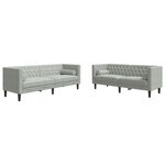 vidaXL Ensemble de canapé Chesterfield et traversins 2 Pièces gris clair