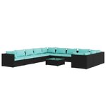 vidaXL Salon de jardin 12 Pièces avec coussins Résine tressée Noir
