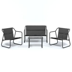 vidaXL Salon de jardin avec coussins 4 Pièces anthracite acier