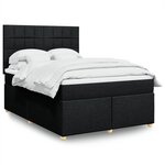 vidaXL Sommier à lattes de lit avec matelas Noir 140x190 cm Tissu