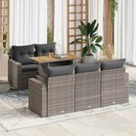 vidaXL Salon de jardin 6 Pièces avec coussins gris résine tressée