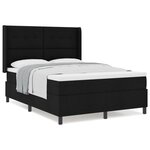 vidaXL Lit à Ressorts avec Matelas Noir 140x200 cm Tissu