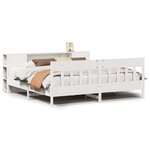 vidaXL Lit bibliothèque sans matelas blanc 200x200 cm bois pin massif