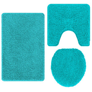 vidaXL Ensemble de tapis de bain antidérapants 3 pc Turquoise PP