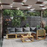vidaXL Salon de jardin 6 Pièces avec coussins Bois d'acacia solide