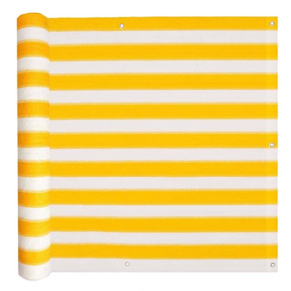 vidaXL Écran de balcon PEHD 75 x 600 cm Jaune et blanc