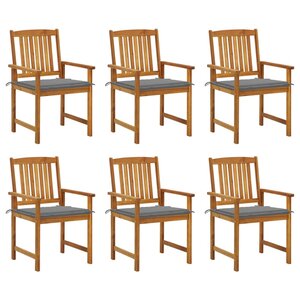 vidaXL Chaises de jardin avec coussins lot de 6 Bois d'acacia massif