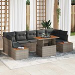 vidaXL Ensemble de canapé de jardin 8 Pièces Gris Poly rotin