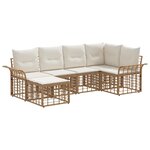 vidaXL Ensemble de canapés d'extérieur 6 Pièces Blanc Naturel et Crème
