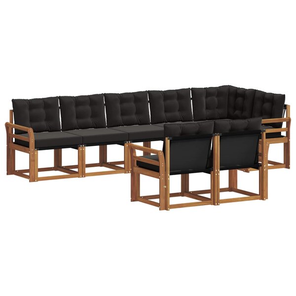 vidaXL Ensemble de canapés d'extérieur 8 Pièces Naturel et Noir