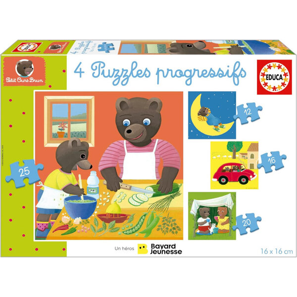 Puzzles - Petit ours brun - 12 16 20 et 25 pièces - Dès 3 ans - Educa