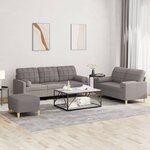 vidaXL Ensemble de canapés 3 Pièces avec coussins taupe tissu