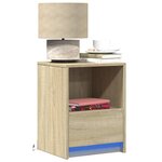 vidaXL Armoires de chevet et lumières LED 2 Pièces chêne sonoma