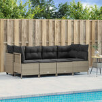vidaXL Salon de jardin 5 Pièces avec coussins gris clair résine tressée