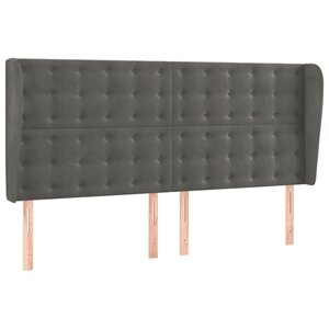 vidaXL Tête de lit avec oreilles Gris foncé 203x23x118/128 cm Velours