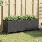 vidaXL Jardinières et roulettes 2 Pièces noir 107x32x38 cm résine tressée