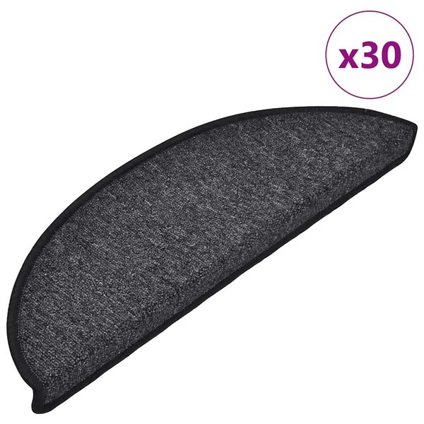 vidaXL Tapis d'escalier 30 Pièces anthracite 56x17x3 cm