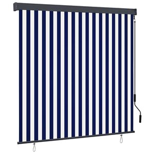 vidaXL Store Roulant Extérieur Rayé Bleu et blanc 180 x 250 cm tissu