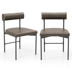 Lot de 2 chaises de salle à manger 47 5 x 46 x 74 cm dossier incurvé et rembourré style contemporain en similicuir gris 20_0012428