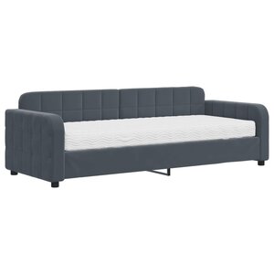 vidaXL Lit de jour avec matelas gris foncé 80x200 cm velours