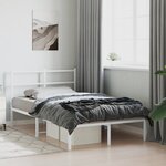 vidaXL Cadre de lit métal sans matelas et tête de lit blanc 120x200 cm