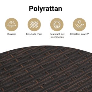 vidaXL Ensemble à manger de jardin et coussins 9 Pièces marron poly rotin