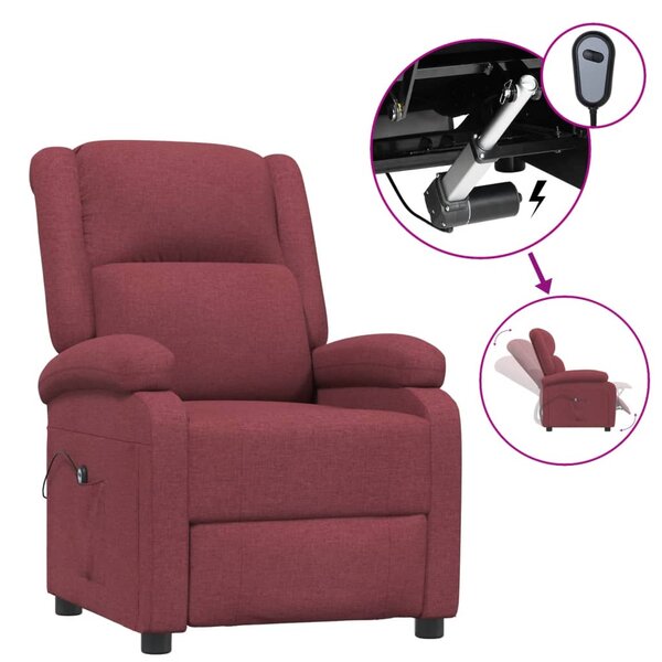 vidaXL Fauteuil inclinable électrique Rouge bordeaux Tissu
