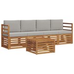 vidaXL Ensemble de canapés d'extérieur 5 Pièces Gris Naturel et Clair