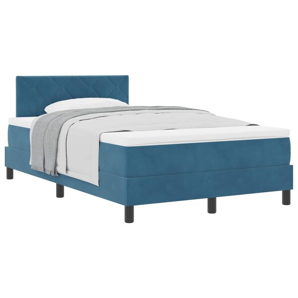 vidaXL Lit à ressorts avec matelas Bleu foncé 120 x 190 cm Velours
