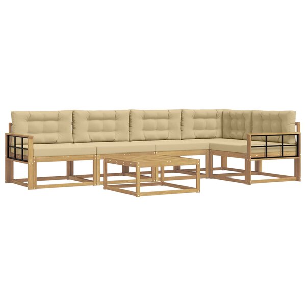 vidaXL Ensemble de canapés d'extérieur 6 Pièces Blanc et Beige