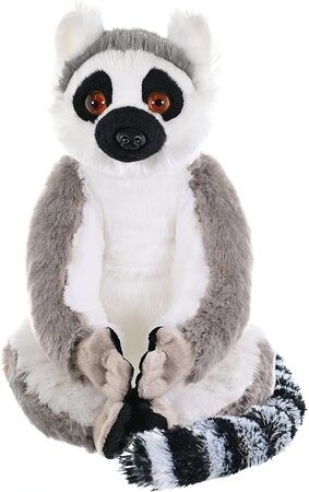 Peluche Lemur Catta De 30 Cm Gris Blanc