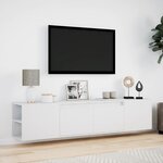vidaXL Meuble TV mural avec LED blanc 180x31x39 5 cm