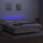 vidaXL Sommier à lattes de lit avec matelas LED Crème 160x200 cm Tissu