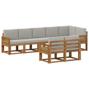 vidaXL Ensemble de canapés d'extérieur 8 Pièces Naturel et gris clair