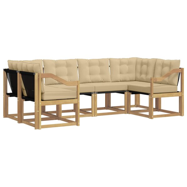 vidaXL Ensemble de canapés d'extérieur 6 pc Blanc et Beige