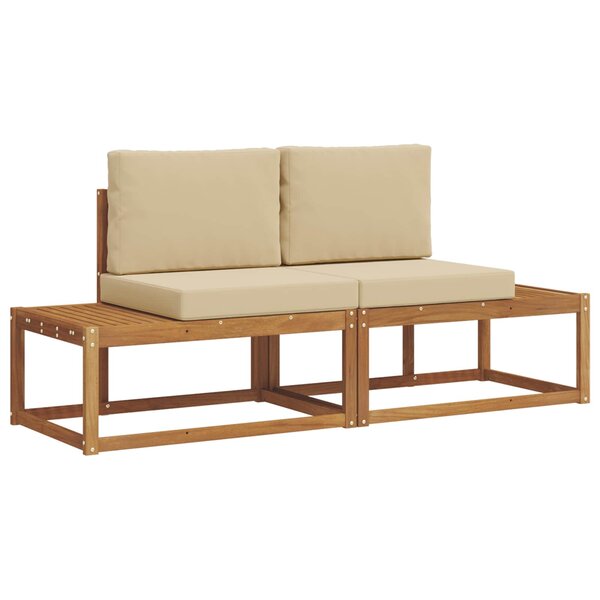 vidaXL Ensemble de canapés d'extérieur avec coussin 2 Pièces Naturel