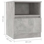 vidaXL Tables de chevet 2 Pièces gris béton 40x40x50 cm bois d'ingénierie