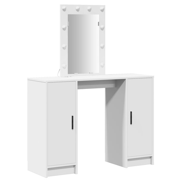 vidaXL Coiffeuse blanche avec éclairage LED 102x33x135 cm